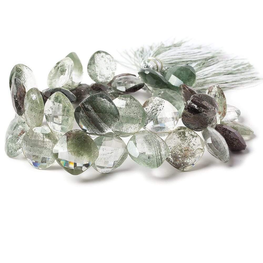 7-10mm Mossy Quartz Beads Corner Drilled Pillow 8 inch 38 pieces