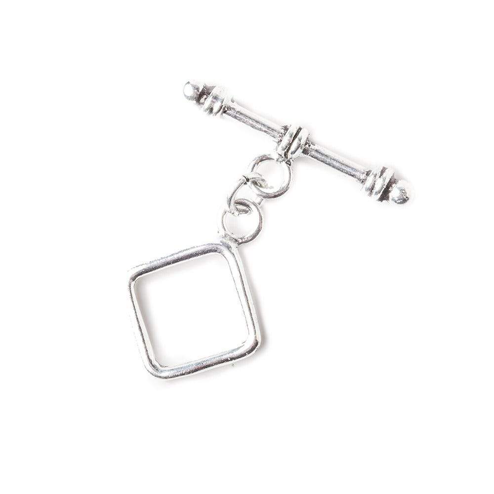 10mm Antiqued Sterling Silver Toggle Plain Diamond Design 1 piece