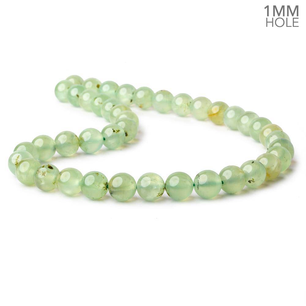 10mm Dendritic Prehnite plain round large hole beads 15.5 inch 41 pieces A