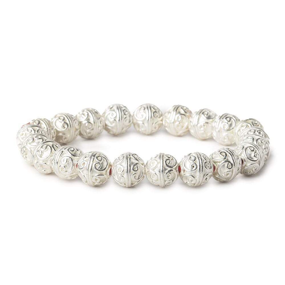 10mm Sterling Silver Plated Copper Simple Swirl Round 8 inch 21 Beads