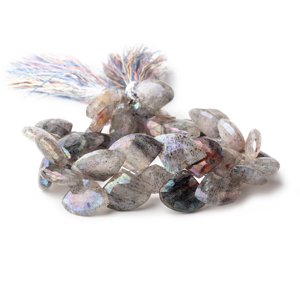10x12-10x14mm Metallic Moss Quartz Faceted Fan Beads 7 inch 42 pieces