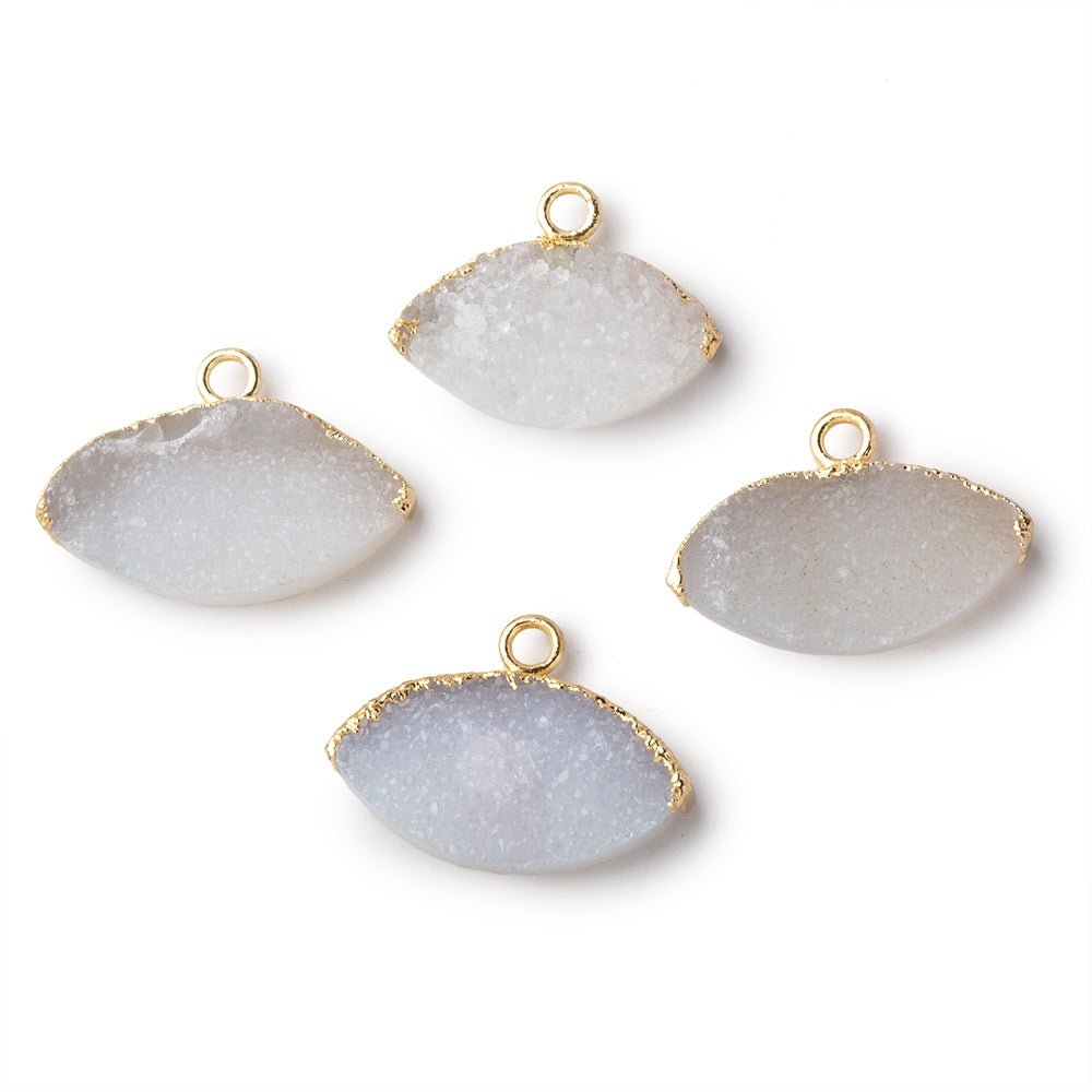 10x19mm Gold Leafed White Drusy Marquise Focal Pendant 1 piece