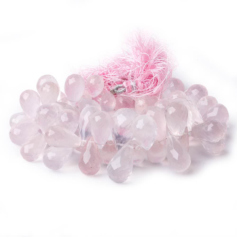 10x7-17x9mm Rose Quartz Tear Drop Briolette 8 inch 60 beads AAA