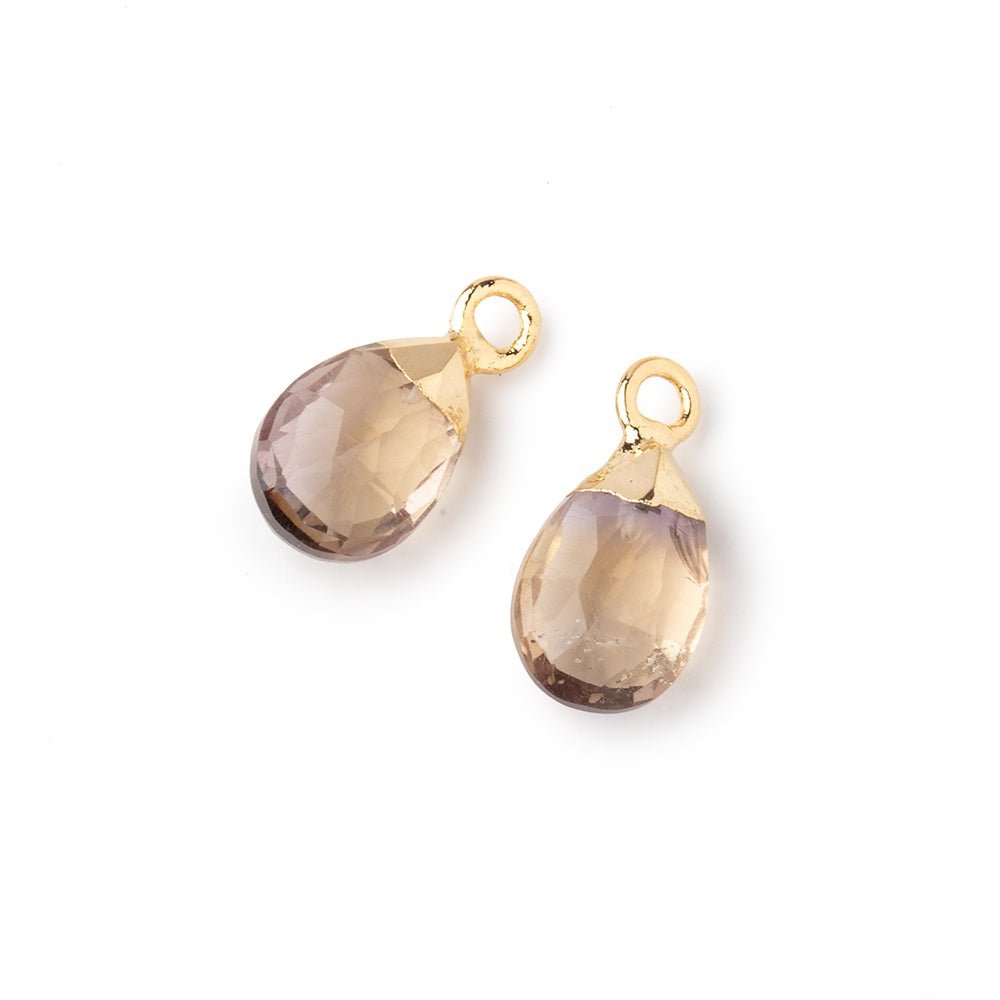 10x7mm Gold Leafed Ametrine Faceted Pear Set of 2 Focal Pendants