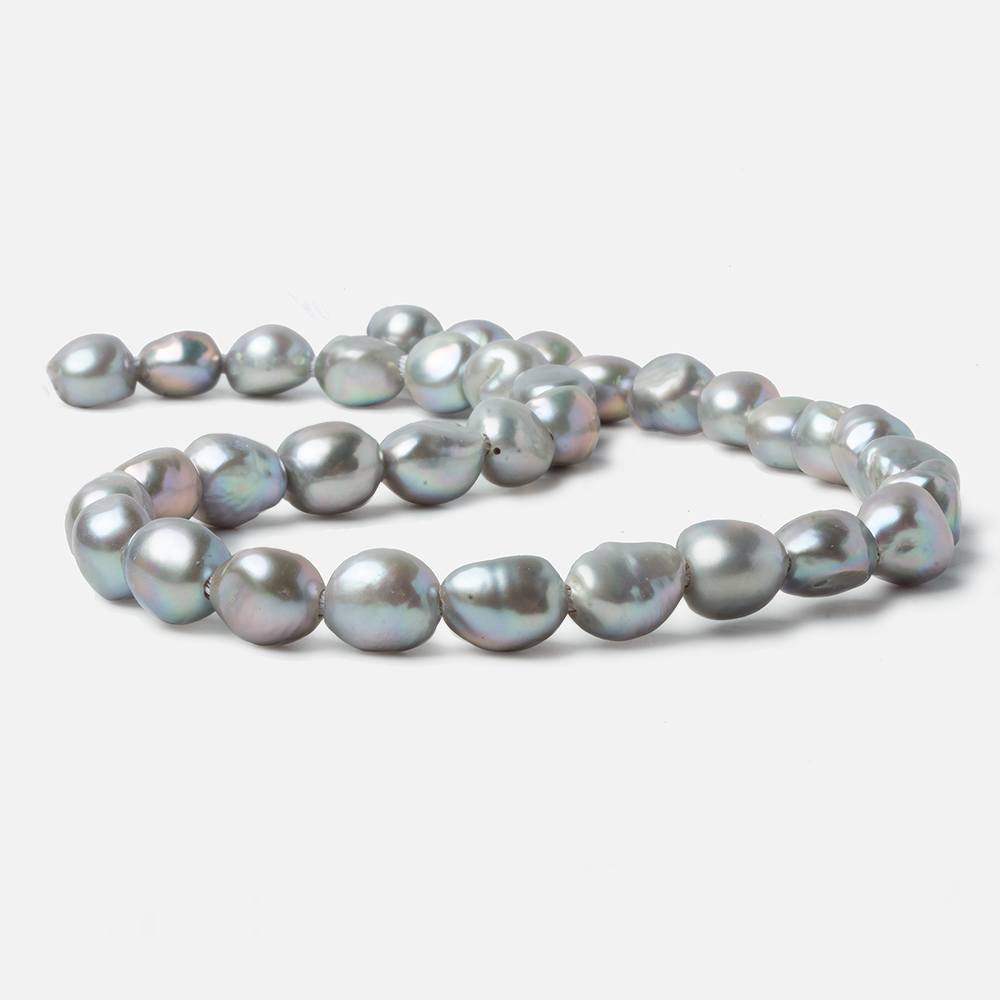 10x9-12x10mm Silver Teal 2.5mm Large Hole Baroque Freshwater Pearls 15 in 33 pcs