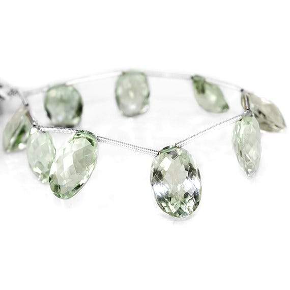 10x9-12x9mm Prasiolite pavilion faceted oval Beads 7 inch 8 pieces