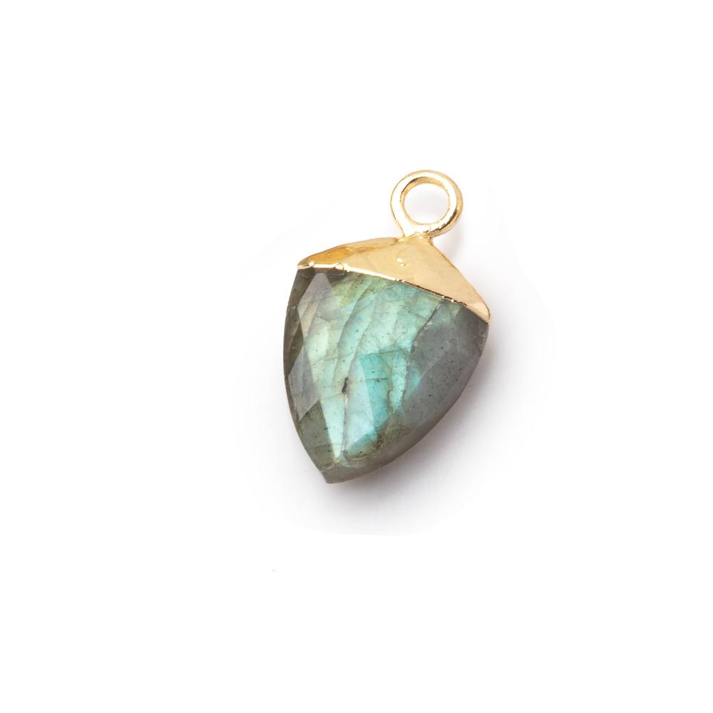 10x9-13x10mm Gold Leafed Labradorite Faceted Shield Focal Pendant 1 piece