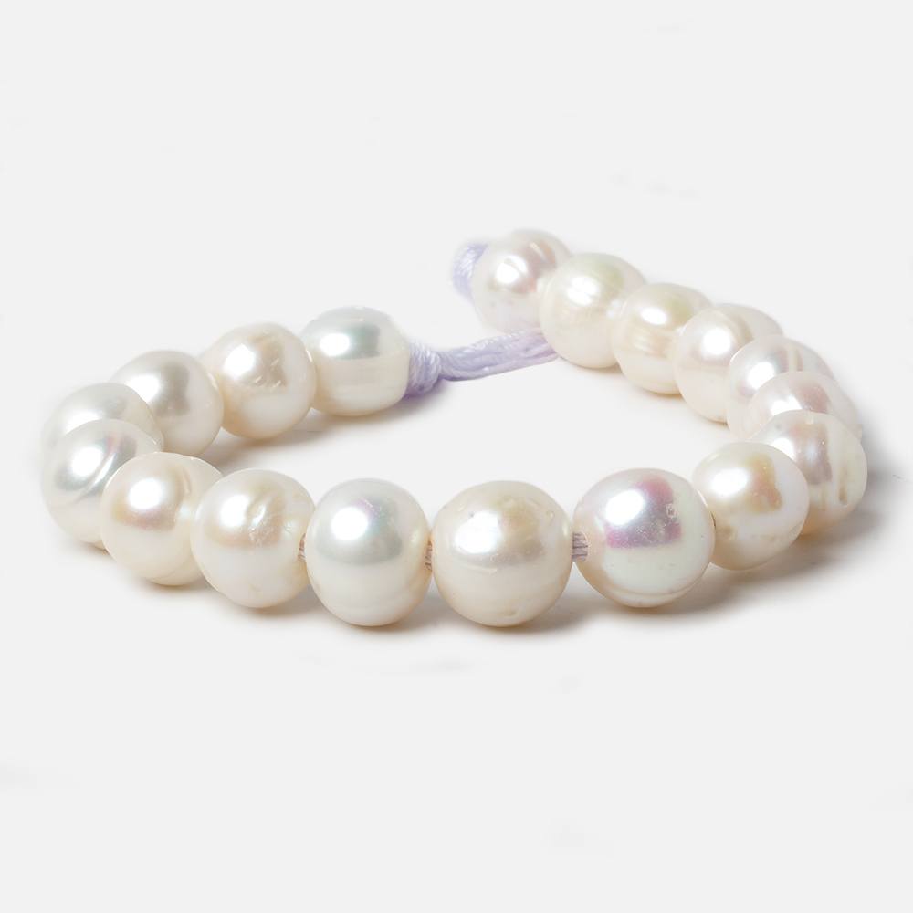 11-12mm Off White Baroque Large Hole Freshwater Pearl 8 inch 18 pieces A Grade