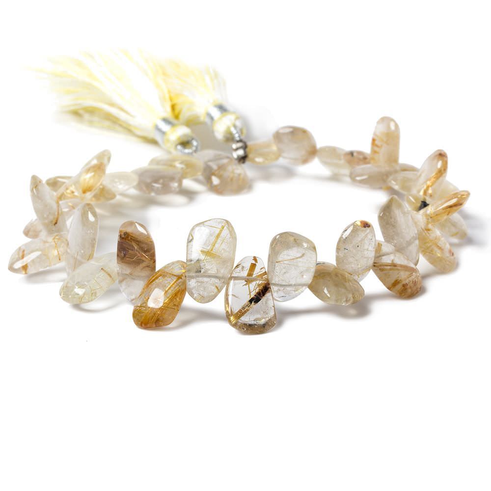 11 - 14mm Golden Rutilated Quartz Plain Freeform Beads 8 inch 33 pieces