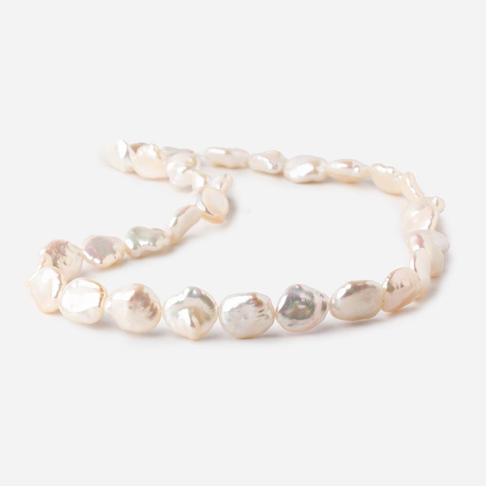11-14mm Pale Peach Straight Drilled Keshi Freshwater Pearls 16 inch 32 pieces