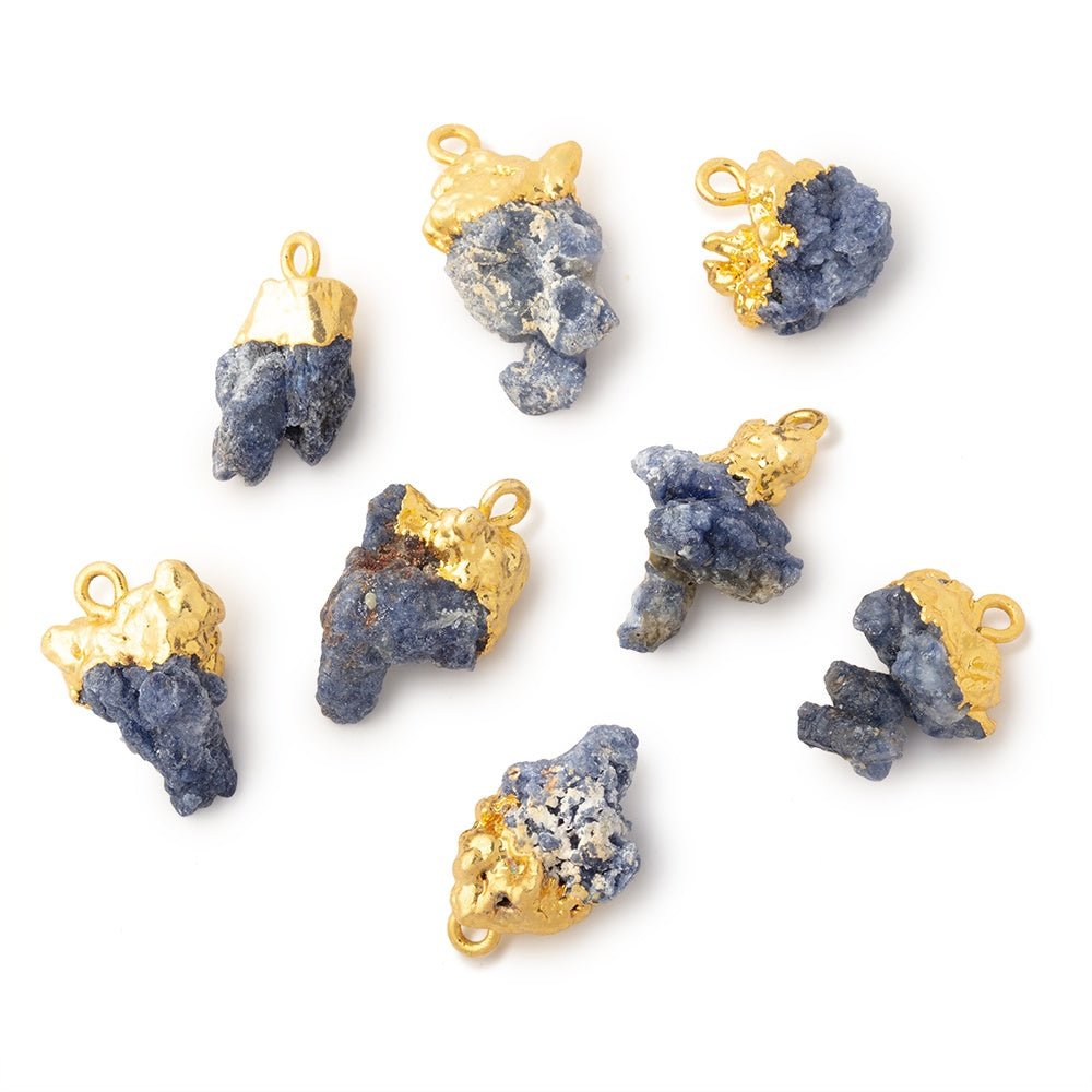 11.5x13-20x13mm Gold Leafed Blue Jammu Sapphire Natural Crystal 1 Pendant