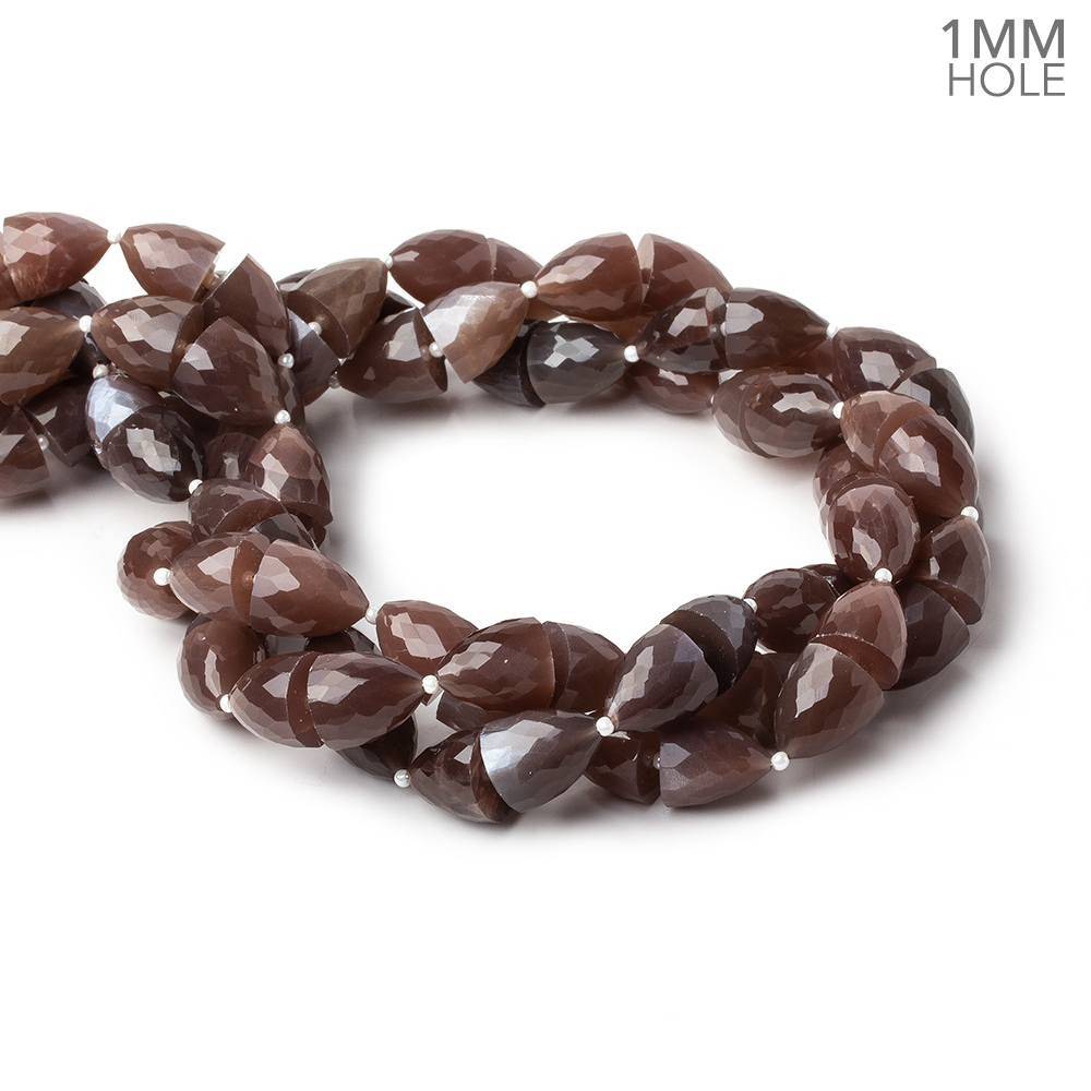 11x10-12x11mm Chocolate Moonstone straight drilled Faceted Cones 30 beads 15.5 inch AA large hole