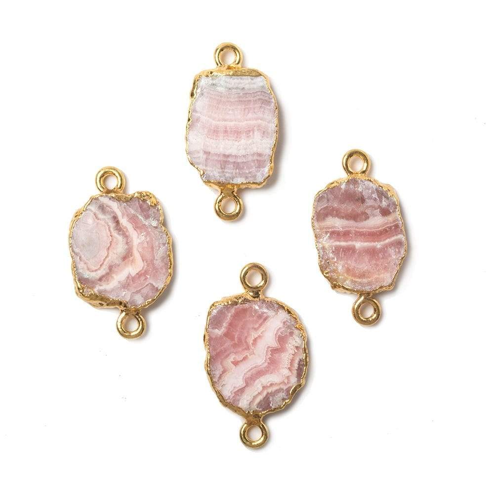 11x21mm Gold Leafed Rhodochrosite Slice Connector 1 piece