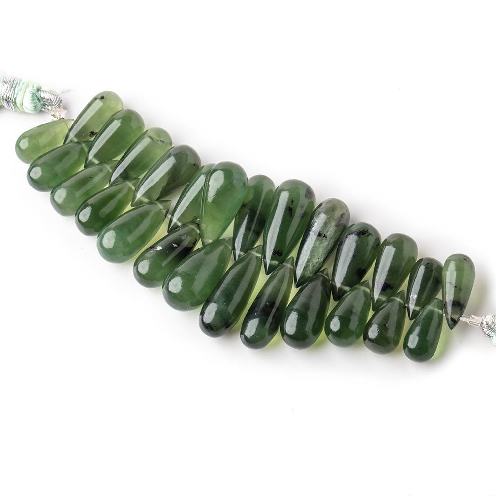 11x5-17x6mm Nephrite Jade Plain Tear Drop Beads 3 inch 26 pieces