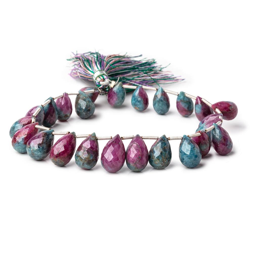 11x7-14x9mm Ruby in Kyanite Faceted Tear Drop Beads 8 inch 24 pieces