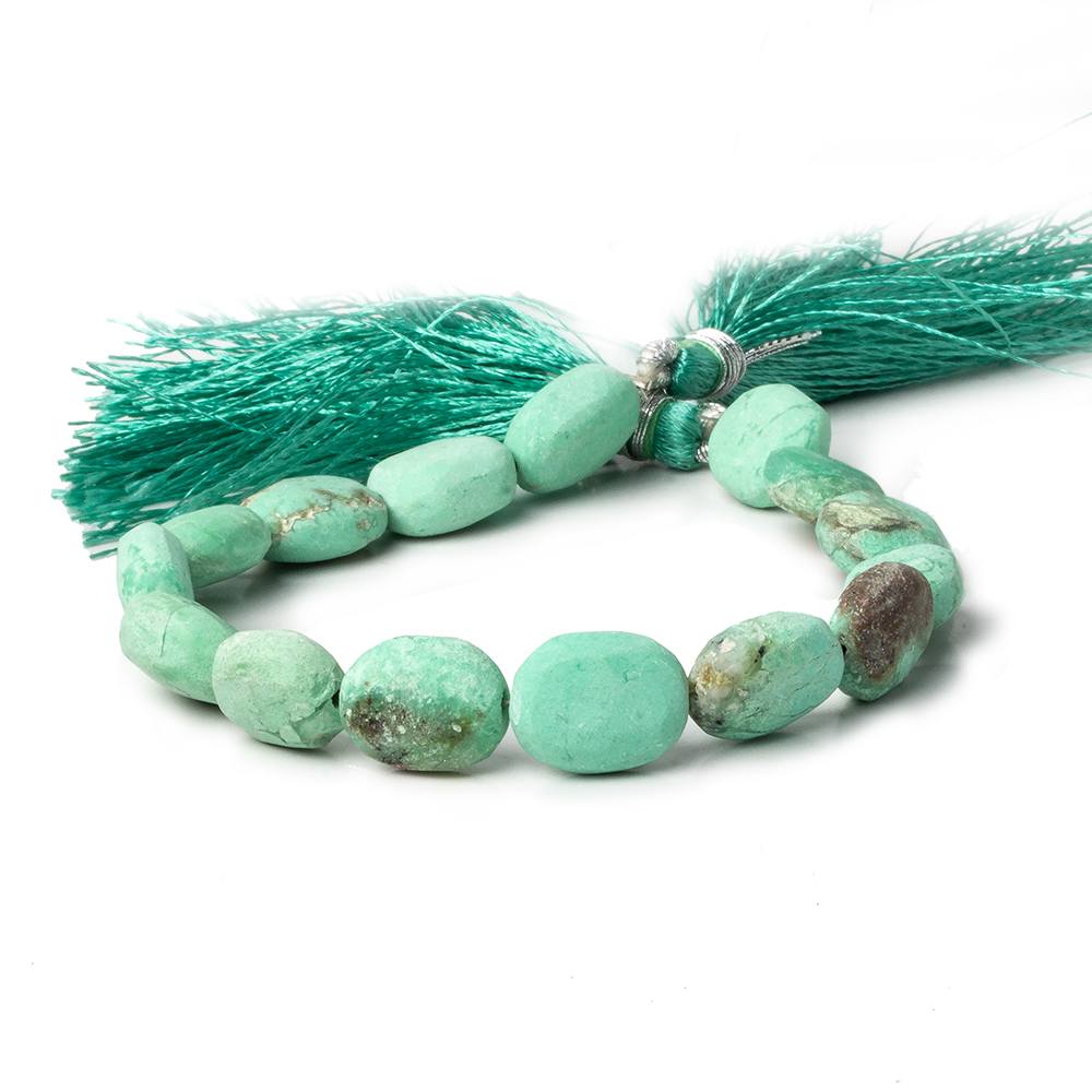 11x9-13x10mm Matte Chrysoprase & Matrix plain ovals 7.5 inch 15 beads A