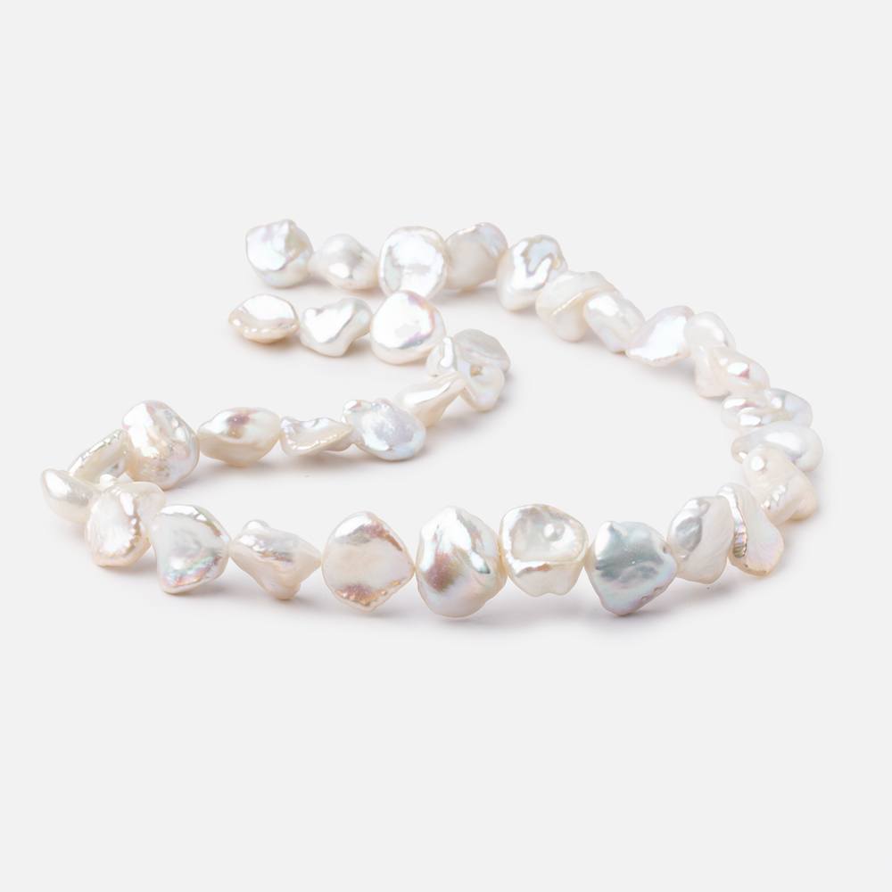 12-14mm Cream Keshi Side Drilled Freshwater Pearls 15.5 inch 34 pieces