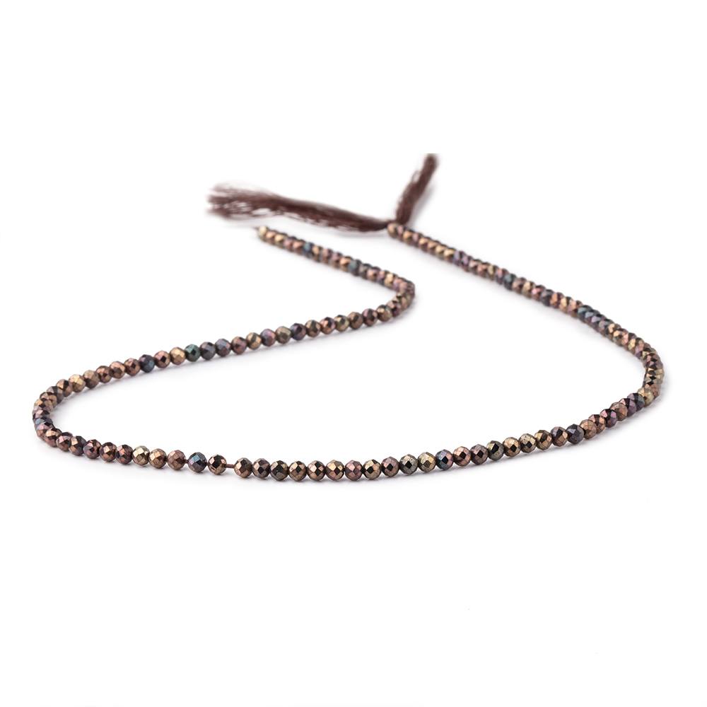 3mm Metallic Chocolate Black Spinel Micro faceted rounds 13 inch 128 beads