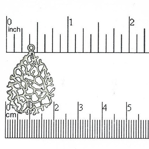 29mm x 20mm Delicate Coral Charm - Made of Plated Brass - Sold Individually - K14