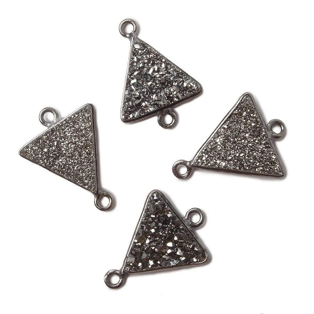 12.5mm Black Gold Bezel Metallic Platinum Drusy Triangle Connector 1 piece