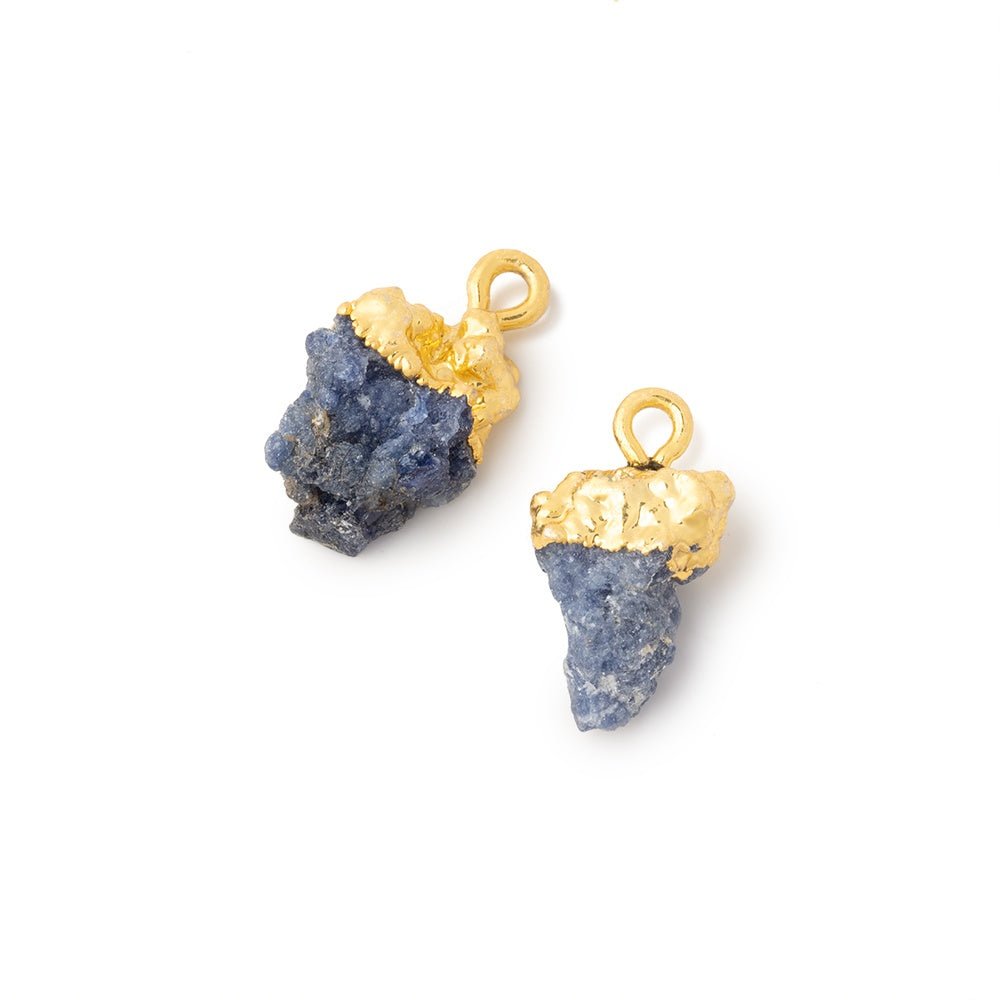 12.5x9mm Gold Leafed Blue Jammu Sapphire Natural Crystal 1 Pendant