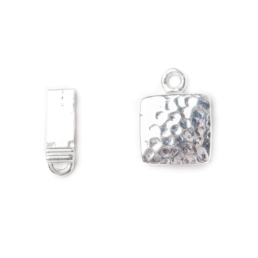 12mm Sterling Silver Box Clasp Square Hammered Design 1 piece
