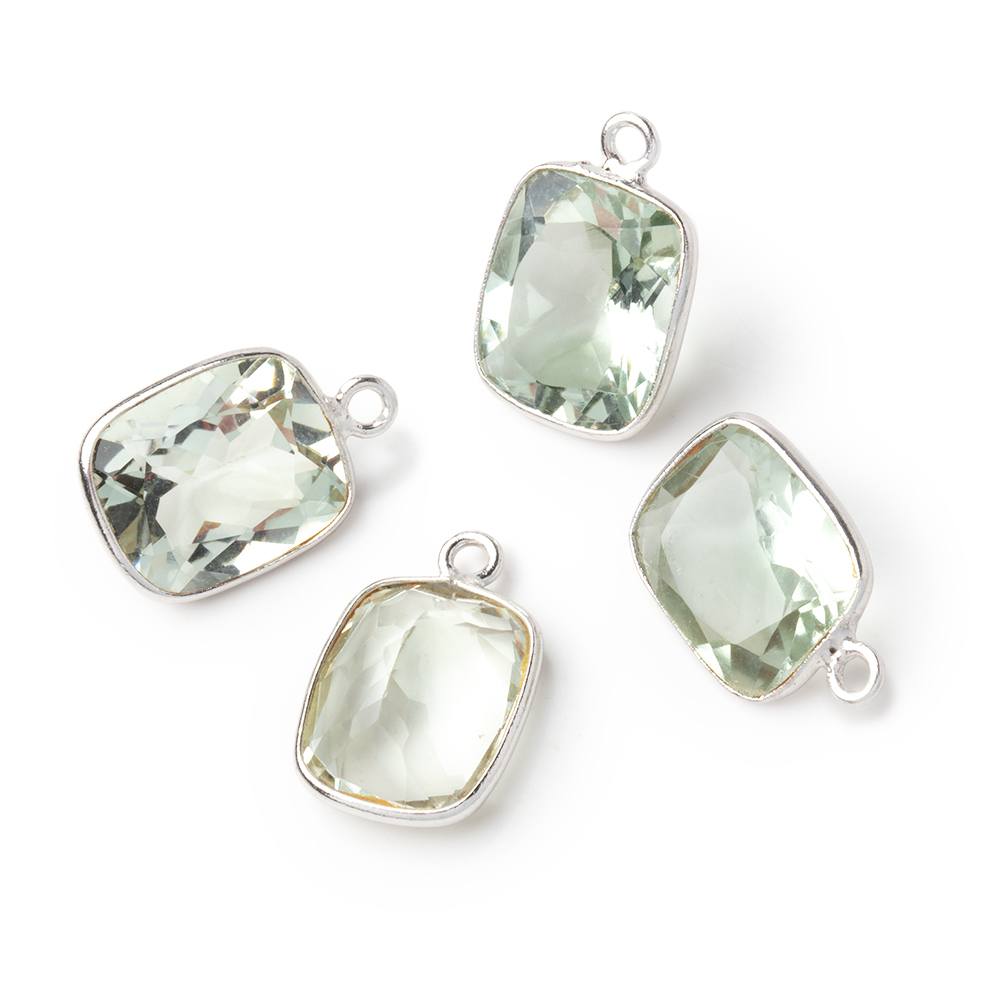 12x10mm Sterling Silver Bezel Prasiolite Pavilion Faceted Rectangle 1 Pendant