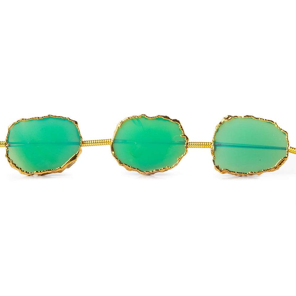 12x15-13x16mm Gold Leafed Mint Green Onyx straight drilled Slices 8 inch 9 beads