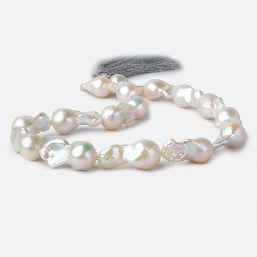 12x17-13x22mm Off White Ultra Baroque Freshwater Pearls 16 inch 17 pieces AA grade