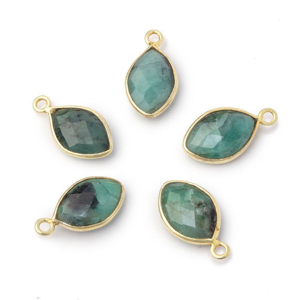 12x8mm Vermeil Bezel Emerald Marquise Pendant 1 piece