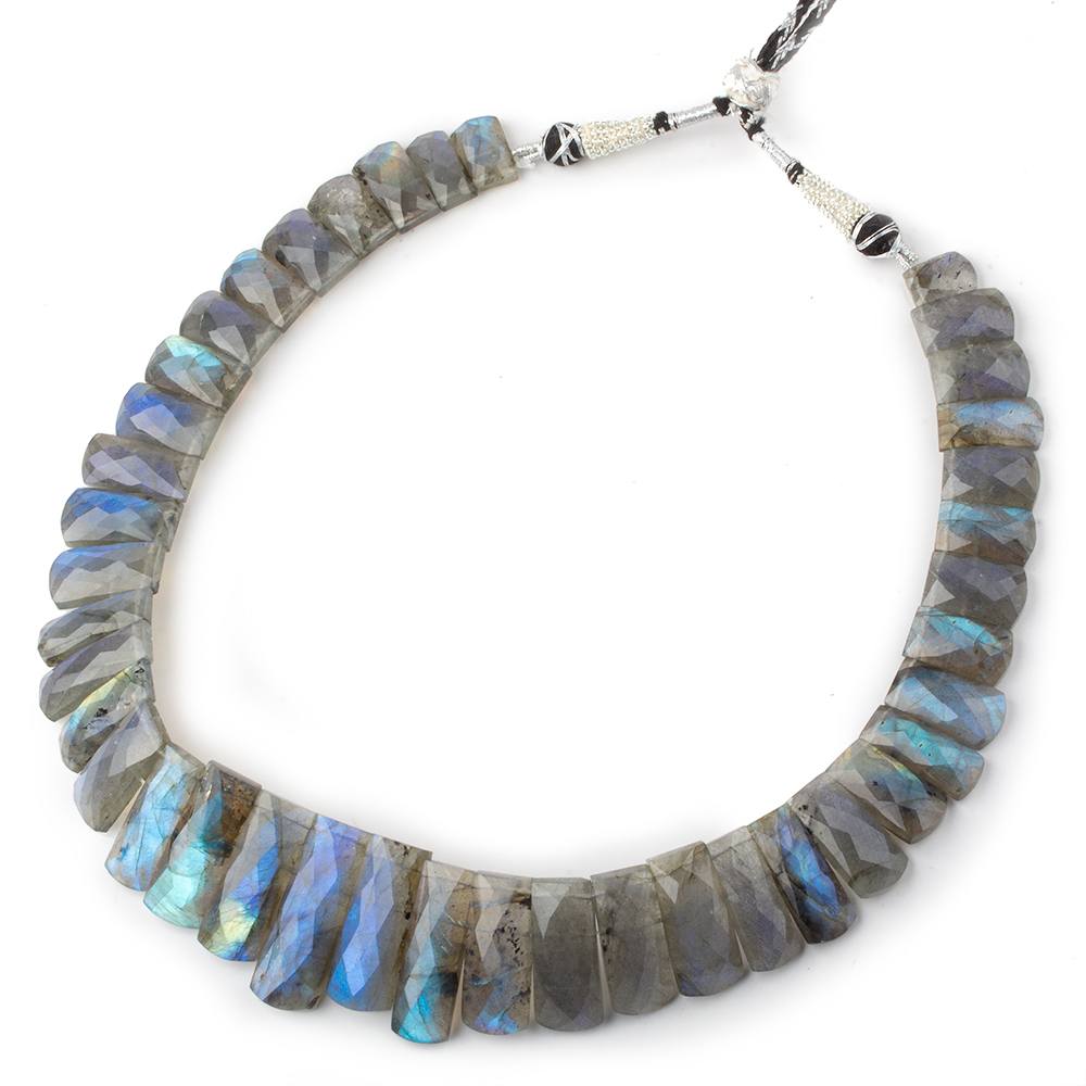 12x9-33x12mm Labradorite double drilled faceted fancy shape collar 40 beads AA