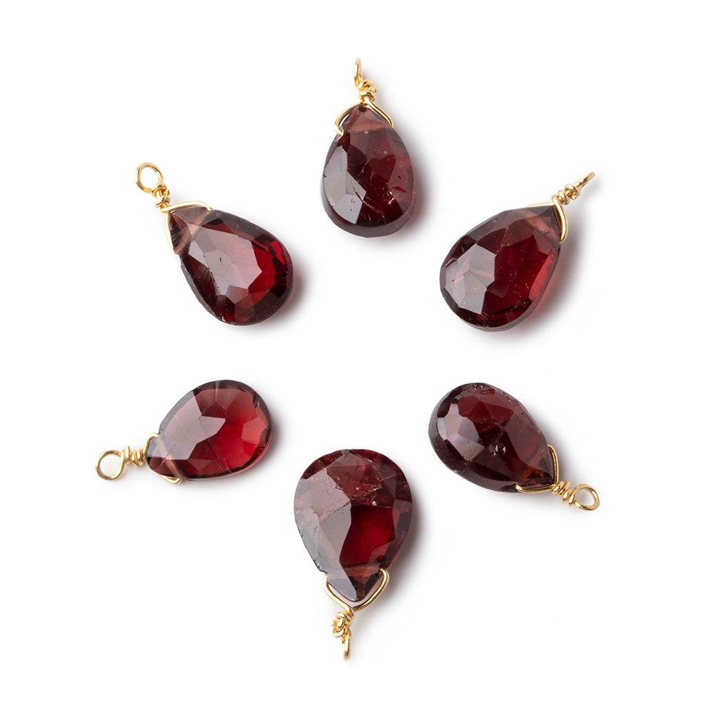 12x9mm Vermeil Wire Wrapped Garnet Faceted Pear 1 Focal Pendant
