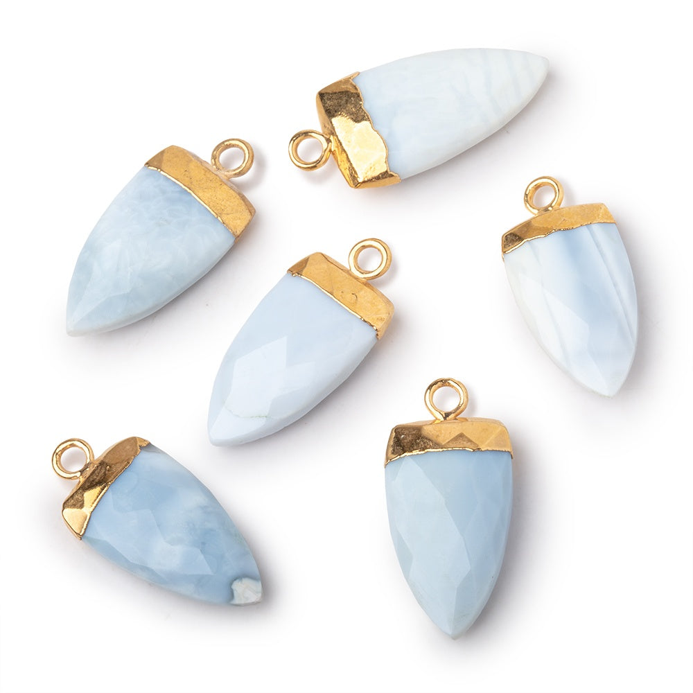 20x10mm Gold Leafed Owyhee Blue Opal faceted Point Pendant 1 piece