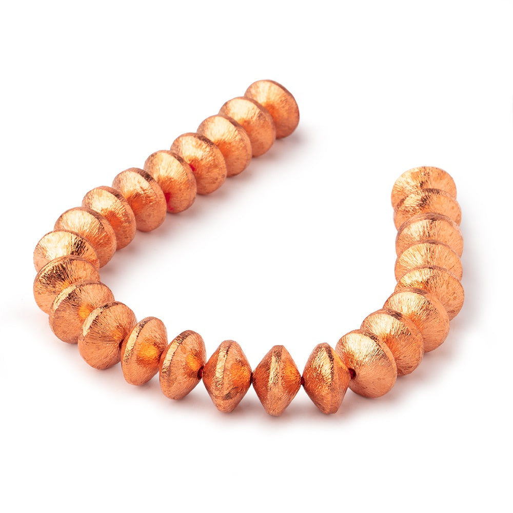 12x8mm Copper Brushed Disc Beads 8 inch 24 pieces