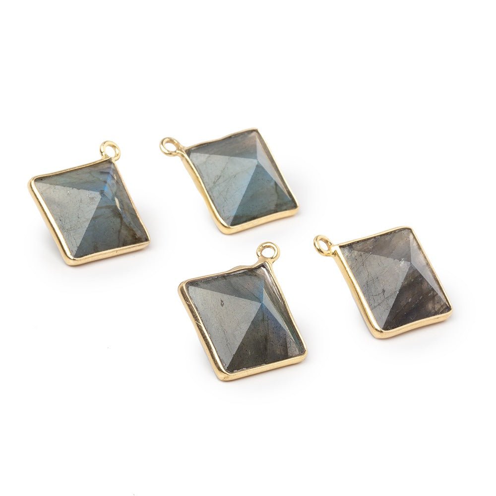 13mm Vermeil Bezel Labradorite Diamond Shape Pendant 1 piece