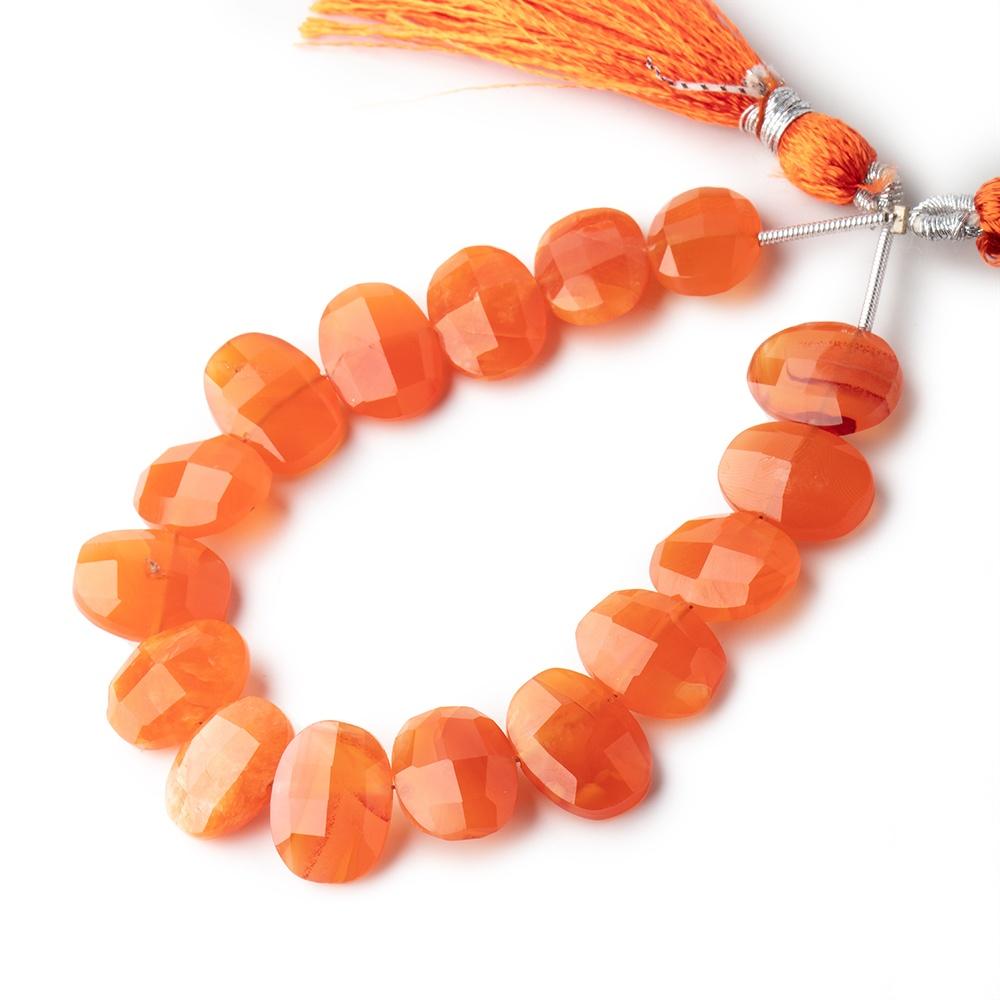 13x10mm Carnelian side drilled Faceted Cushion Beads 6 inch 16 pieces