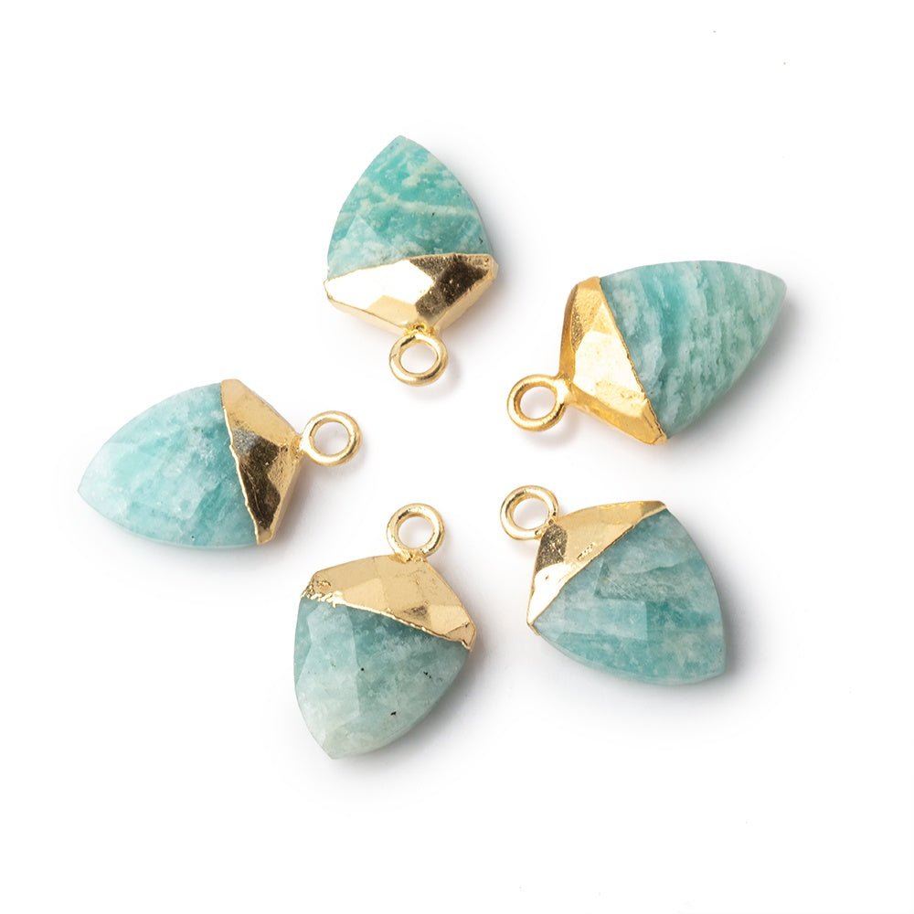 13x10mm Gold Leafed Amazonite Faceted Shield Focal Pendant 1 piece
