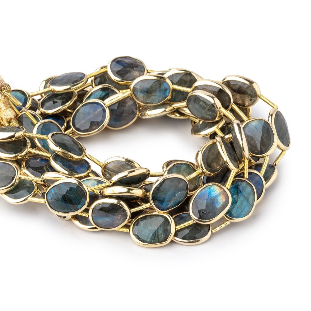 13x10mm Vermeil Bezel Labradorite Faceted Nugget Beads 7.5 inch 10 pieces