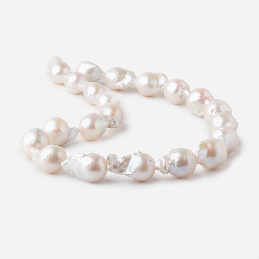 13x18-13x23mm White Ultra Baroque Freshwater Pearls 16.5 inch 21 pieces AA