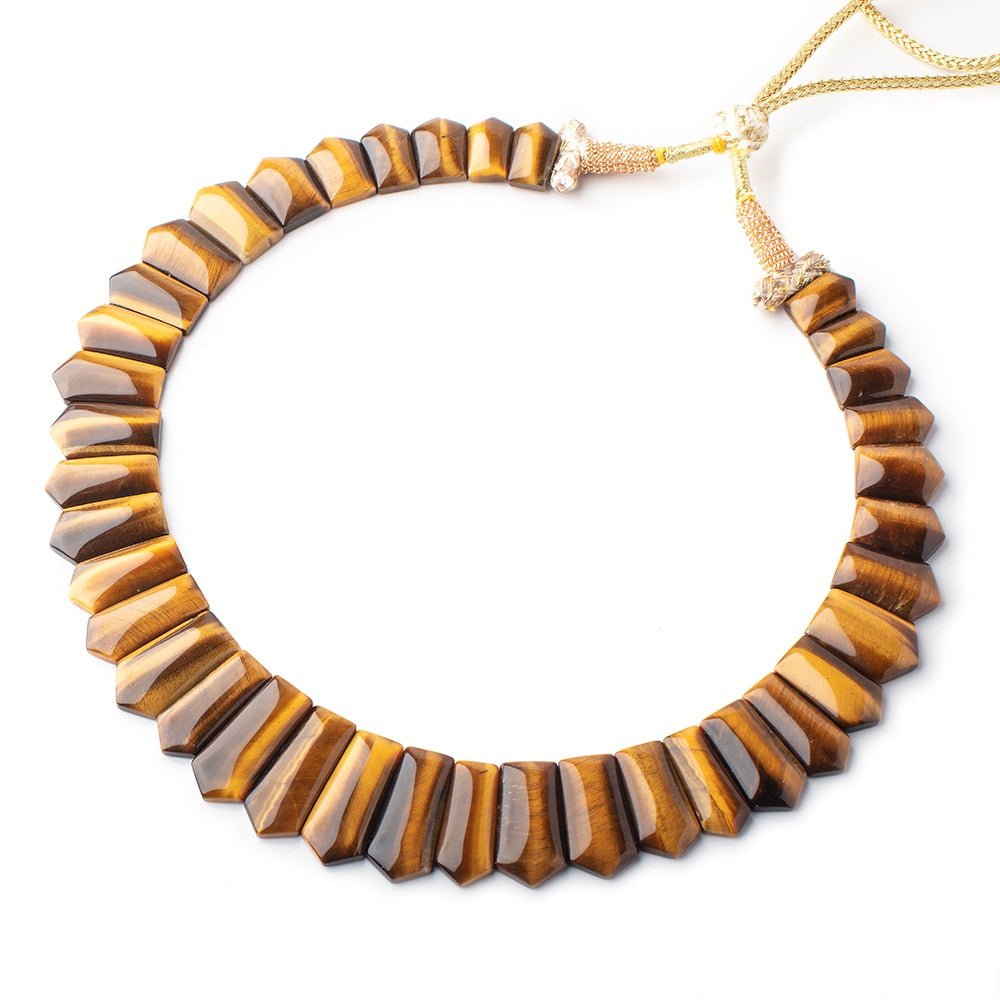 13x8-24x9mm Tiger's Eye double drilled plain fancy shape collar 38 beads