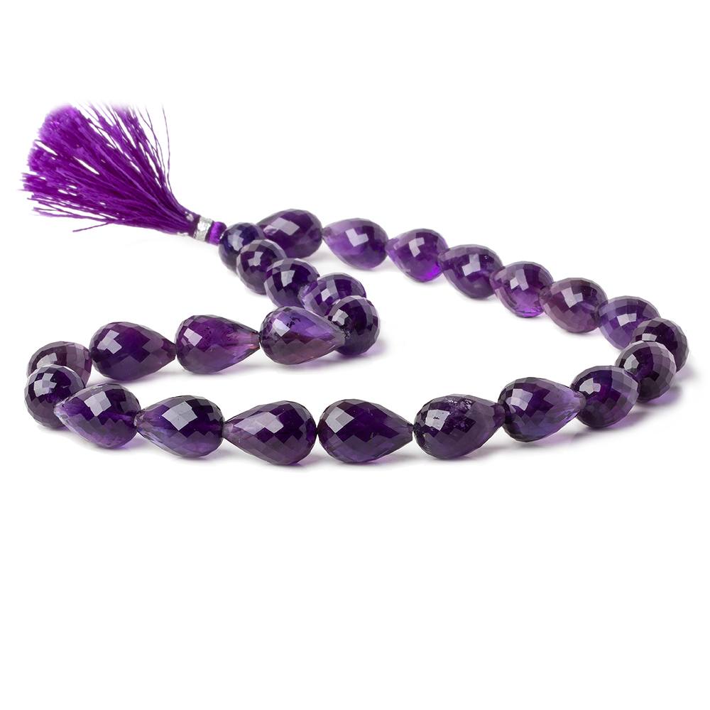13x9-15x10mm Amethyst straight drilled faceted tear drops 15 inch 25 beads AA
