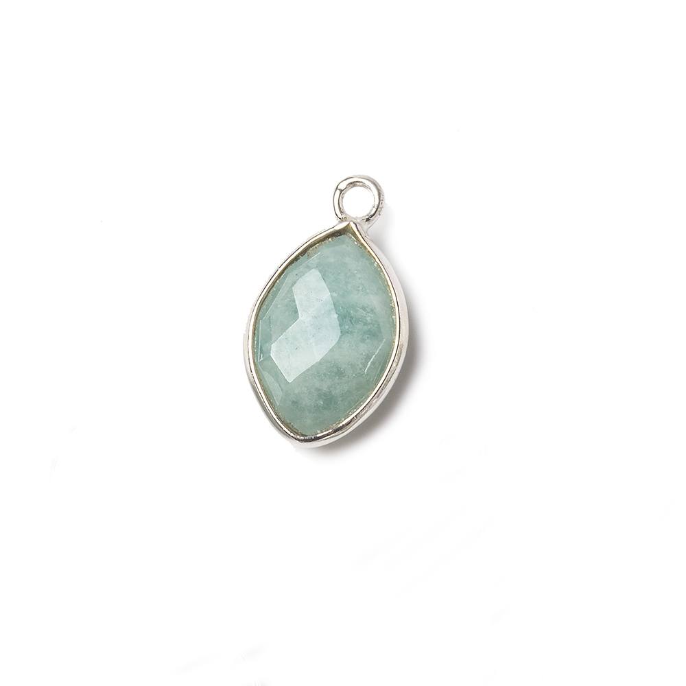 13x9mm Sterling Silver Bezel Aquamarine faceted marquise Petite Pendant 1 piece