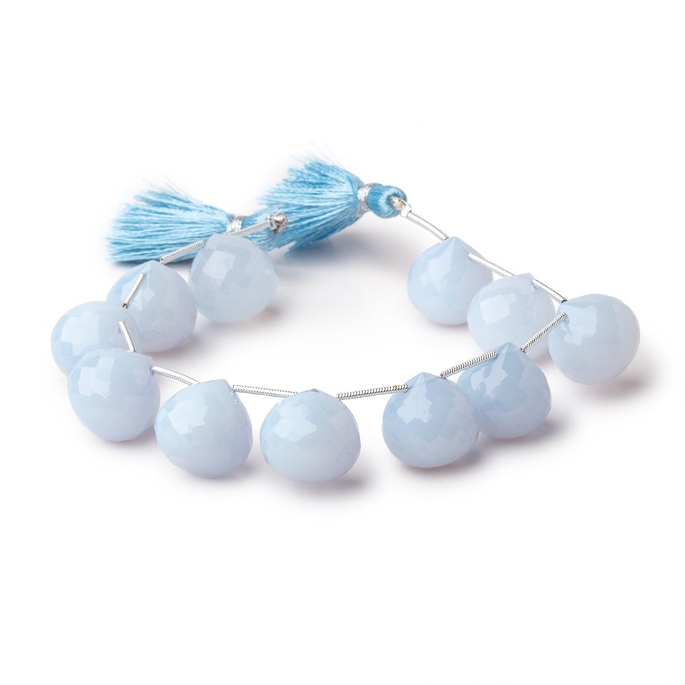 14-15mm Pale Turkish Chalcedony Faceted Candy Kiss Beads 7 inch 11 pieces