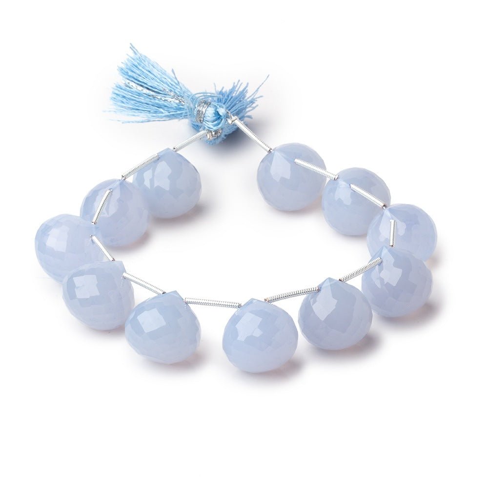 14-15mm Turkish Chalcedony Faceted Candy Kiss Beads 7 inch 11 pieces