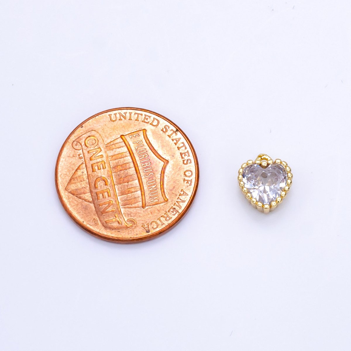 14K Gold Filled Clear CZ Heart Mini Charm | C569