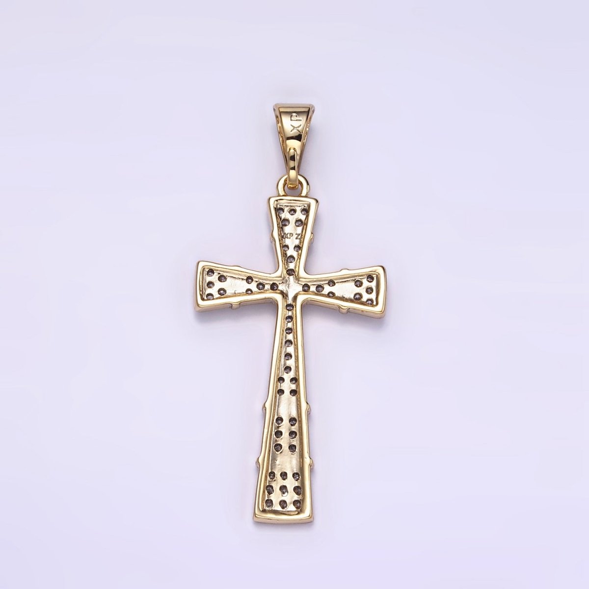 14K Gold Filled Micro Paved CZ Tied Latin Cross Religious Pendant | I895