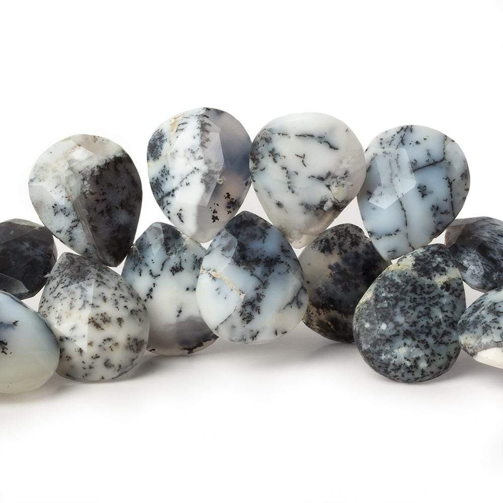 14x12-18x11mm Dendritic Opal Faceted Pear Briolette 7 inch 36 beads AA