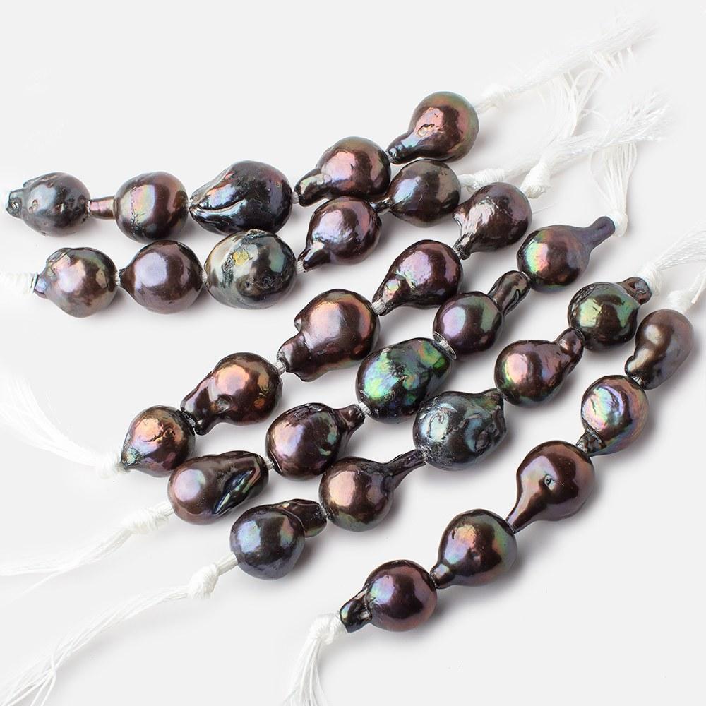 14x13-19x15mm Peacock Ultra Baroque 2.5mm Large Hole Pearls 5 Beads
