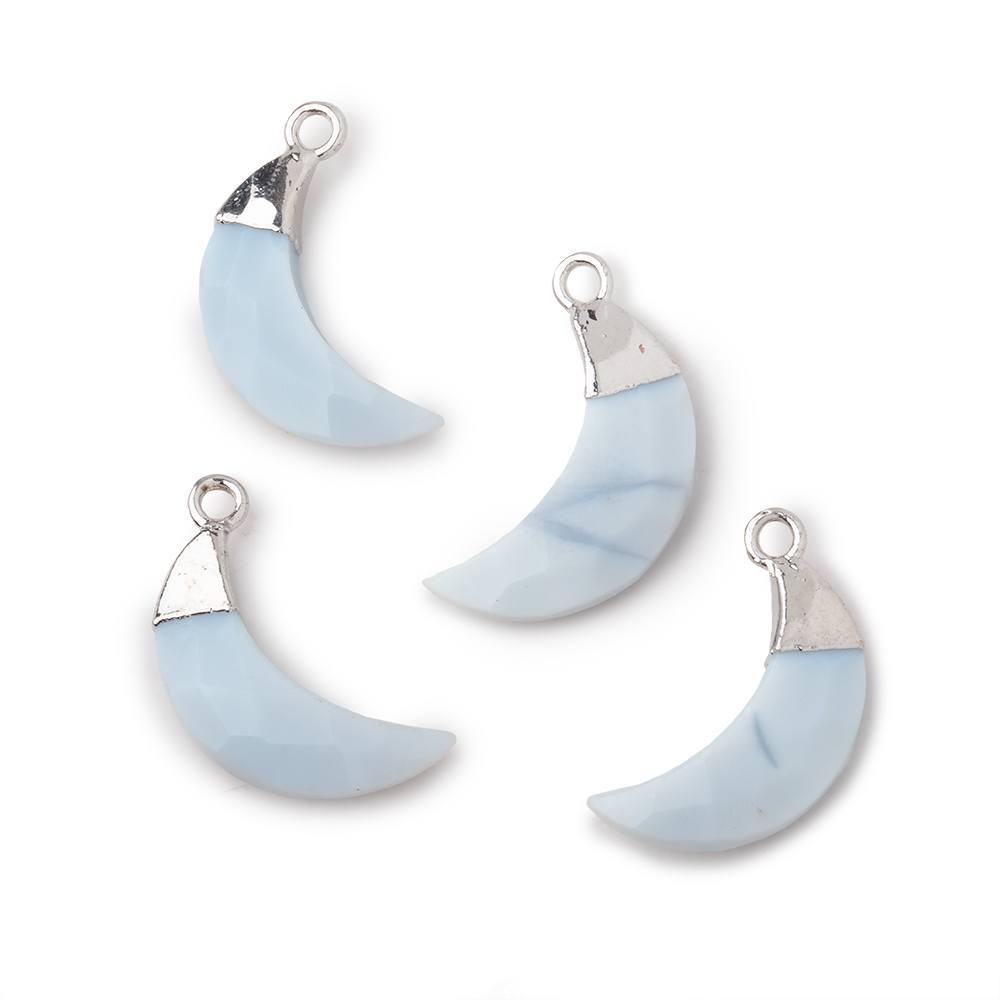 14x4mm Silver Leafed Owyhee Opal Faceted Crescent Moon Focal Pendant 1 piece