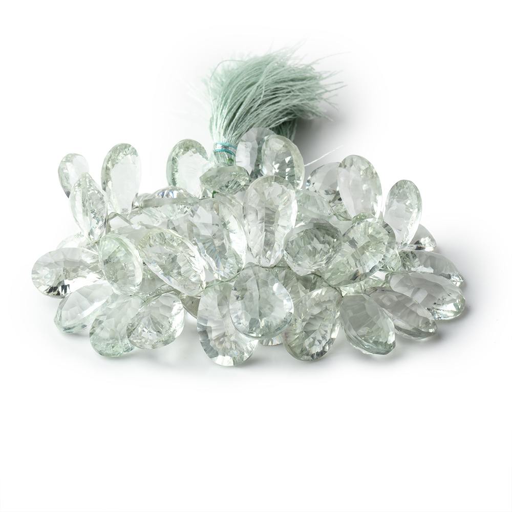 14x9-16x11mm Prasiolite Concave Faceted Pear Beads 7.5 inch 51 pieces AAA